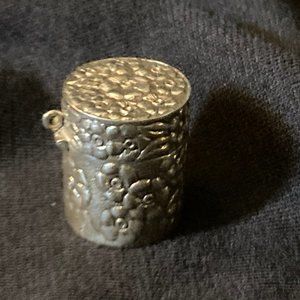 Sterling Repousee Floral Pill Box Cannister